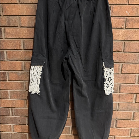 POL Black Cargo Pants joggers S small new distressed pants - Picture 4 of 4